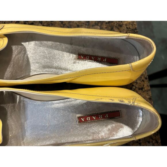 Prada Vintage Patent Leather Light Yellow Loafers - Picture 6 of 7